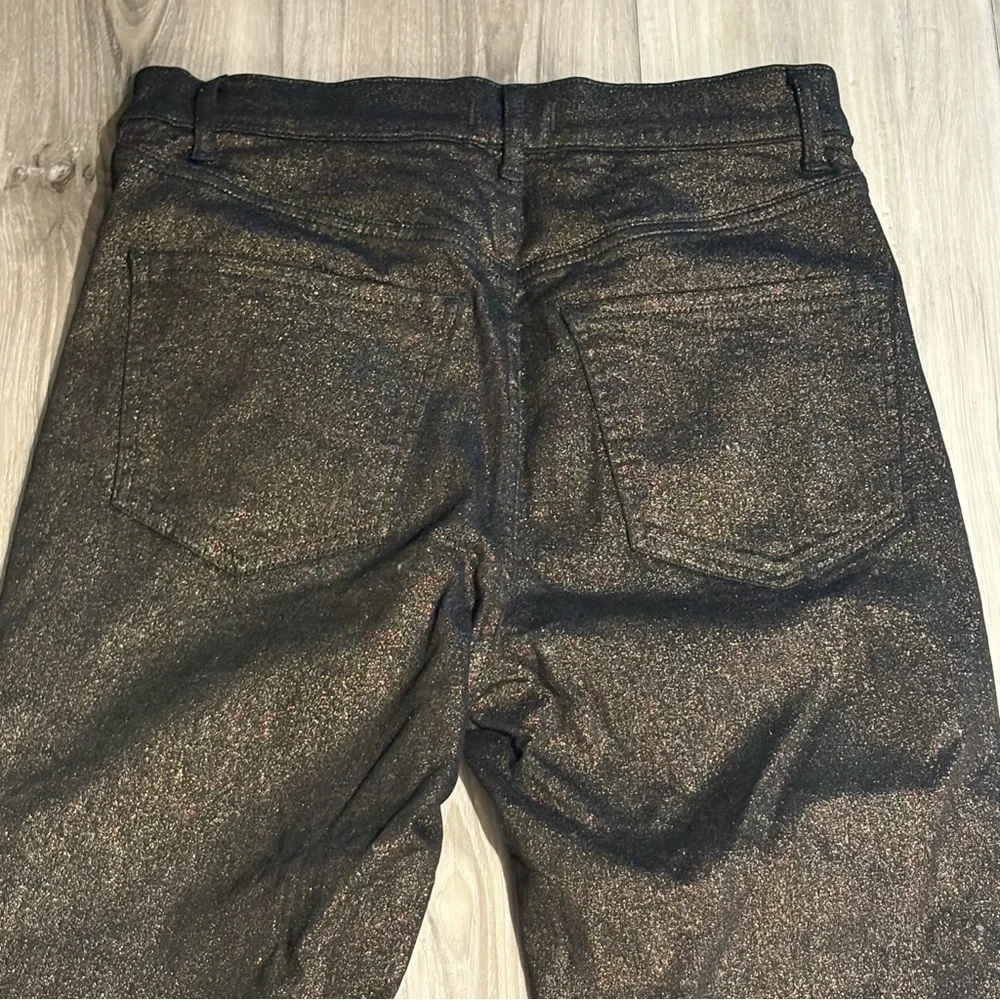 Express | Straight Super High Rise Black & Metallic Gold Jeans | SZ 4 - Picture 5 of 6